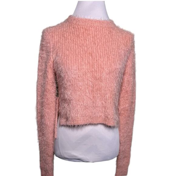 Majorelle Majorie Pink Sweater Fuzzy Crop with Side Ties Size Small - Picture 3 of 13